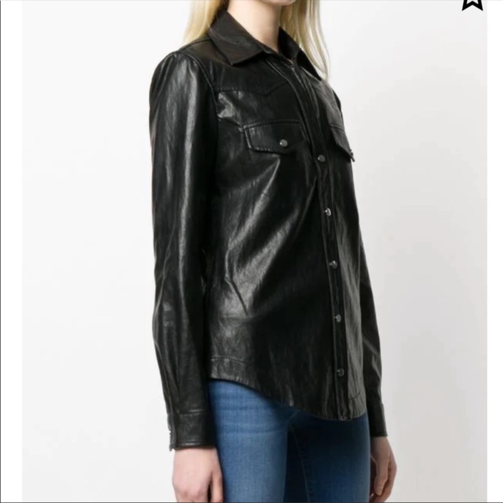 Pinko Black faux-leather shirt Button Up 
2021 style 
New ! size 6